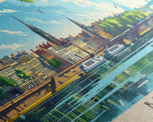 Load image into Gallery viewer, Borås Sweden Travel Art, City Art, Framed Canvas Print or Metal Wall Art, Europe Travel Poster, Panoramic Wall Art, Extra Wide Wall Art
