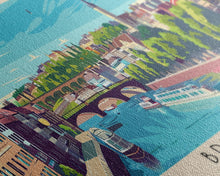 Load image into Gallery viewer, Bristol United Kingdom Panoramic Travel Poster, Framed Canvas Print or Metal Wall Art, Travel Art, Home Decor, Panoramic Painting, Midcentury Art