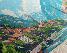 Cargar imagen en el visor de la galería, Cazin Bosnia Travel Art, City Art, Framed Canvas Print or Metal Wall Art, Europe Travel Poster, Panoramic Wall Art, Extra Wide Wall Art