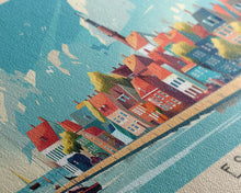 Load image into Gallery viewer, Esbjerg Denmark Travel Art, City Art, Framed Canvas Print or Metal Wall Art, Europe Travel Poster, Panoramic Wall Art, Extra Wide Wall Art