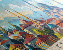 Load image into Gallery viewer, Eskisehir Turkey Panoramic Travel Poster, Framed Canvas Print or Metal Wall Art, Travel Art, Home Decor, Panoramic Painting, Midcentury Art