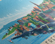 Carregar imagem no visualizador da galeria, Fredrikstad Norway Travel Art, City Art, Framed Canvas Print or Metal Wall Art, Europe Travel Poster, Panoramic Wall Art, Extra Wide Wall Art