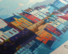 Carregar imagem no visualizador da galeria, Galway Ireland Panoramic Travel Poster, Framed Canvas Print or Metal Wall Art, Travel Art, Home Decor, Panoramic Painting, Midcentury Art