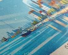 Load image into Gallery viewer, Gdynia Poland Travel Art, City Art, Framed Canvas Print or Metal Wall Art, Europe Travel Poster, Panoramic Wall Art, Extra Wide Wall Art