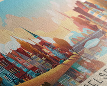 Carregar imagem no visualizador da galeria, Gelsenkirchen Germany Panoramic Travel Poster, Framed Canvas Print or Metal Wall Art, Travel Art, Home Decor, Panoramic Painting, Midcentury Art