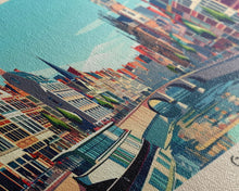 Load image into Gallery viewer, Ghent Belgium Wall Art, Panoramic Travel Poster, Panoramic Framed Canvas Print, City Wall Art, Wall Hanging Home Decor, Travel Art