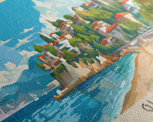 Carregar imagem no visualizador da galeria, Glyfada Greece Wall Art, Panoramic Travel Poster, Panoramic Framed Canvas Print, City Wall Art, Wall Hanging Home Decor, Travel Art