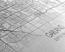 Load image into Gallery viewer, Garland City Map, Texas Map, Map Art, Minimalist Art, Wall Art, Canvas Art, Western Décor, Rustic Farmhouse Décor, Best Friend Gift, Office