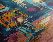 Load image into Gallery viewer, Colorful Skeleton Nutcracker Framed Canvas Print, Halloween Nutcracker Decor, Spooky Toy Art, Skeleton Wall Art, Haunted Nutcracker Print