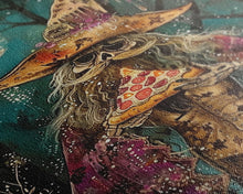 Carregar imagem no visualizador da galeria, Ghostly Wizard Having A Slice of Pizza, Funny Halloween Decor, Framed Canvas Print