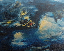 Carregar imagem no visualizador da galeria, Ferocious Werewolf Growling in Forest | Halloween Wall Art | Spooky Home Decor | Creepy Werewolf Howling Painting | Framed Canvas Print