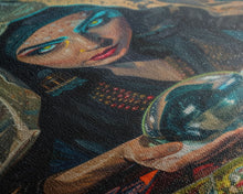 Load image into Gallery viewer, Enchanting Fortune Teller with Crystal Ball Under Moonlight - Mystical Witchcraft Framed Canvas Print, Halloween Gothic Home Decor