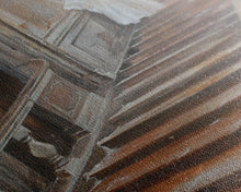 Load image into Gallery viewer, Ghost On Stairs Canvas Print - Halloween Art, Spooky Home Decor, Ghost Wall Art, Haunted House Decor, Halloween Decor, Framed Canvas Print