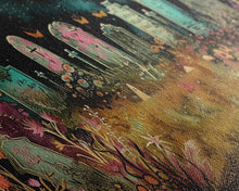 Load image into Gallery viewer, Colorful Haunted Grave Yard In The Spring Time, Framed Canvas Print, Spooky Wall Art, Halloween Spooky Season Decor