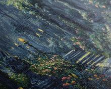 Load image into Gallery viewer, Creepy Victorian Hedge Maze, Haunted Cemetary Framed Canvas Print, Spooky Season Wall Art