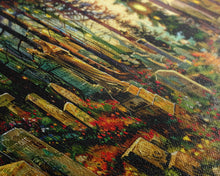 Load image into Gallery viewer, Colorful Haunted Grave Yard In The Spring Time, Framed Canvas Print, Spooky Wall Art, Halloween Spooky Season Decor