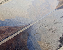 Load image into Gallery viewer, Amisk Lake Panoramic Framed Canvas Print, Lake House Art, Vintage Style, Travel Poster, Nature Scene, Scenic Artwork