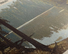 Load image into Gallery viewer, Banning Lake Indiana Framed Canvas Print, Lake House Decor, Panoramic Scenic Painting, Travel Poster, Rustic Art, Nature Wall Art