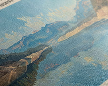 Load image into Gallery viewer, Bartlett Lake Arizona Framed Canvas Print, Panoramic Lake House Art, Scenic Painting, Travel Poster, Minimalist Wall Art, Home Decor