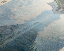 Load image into Gallery viewer, Bear Lake Panoramic Framed Canvas Print, Lake House Decor, Scenic View, Travel Poster, Minimalist Art, Home Decoration