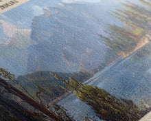 Load image into Gallery viewer, Big Bear Lake California Panoramic Framed Canvas Print, Lake House Decor, Scenic View, Travel Poster, Modern Art, Nature Wall Art