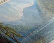 Load image into Gallery viewer, Big Sandy Lake Framed Canvas Print, Lake House Art, Panoramic Travel Poster, Scenic View, Modern Decor, Lake Painting