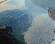 Load image into Gallery viewer, Blairs Valley Lake Maryland Framed Canvas Print, Panoramic Lake House Decor, Scenic View, Travel Poster, Rustic Art, Lake Painting