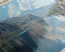 Carregar imagem no visualizador da galeria, Caballo Lake New Mexico Framed Canvas Print, Lake House Art, Panoramic Wall Art, Travel Poster, Modern Lake Painting, Home Decor