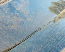 Cargar imagen en el visor de la galería, Carter Lake Nebraska Framed Canvas Print, Lake House Art, Panoramic Wall Art, Travel Poster, Modern Lake Painting, Home Decor