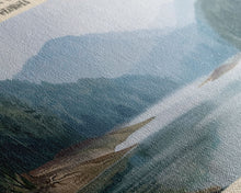 Cargar imagen en el visor de la galería, Carters Lake Georgia Framed Canvas Print, Panoramic Lake House Decor, Wall Art, Travel Poster, Rustic Lake Painting, Nature Art