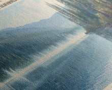 Cargar imagen en el visor de la galería, Clear Lake Framed Canvas Print, Lake House Art, Panoramic Wide Art, Travel Poster, Rustic Lake Painting, Home Decor