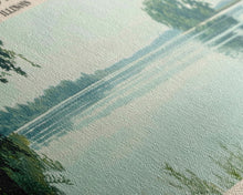 Load image into Gallery viewer, Clinton Lake Illinois Framed Canvas Print, Panoramic Lake House Decor, Wide Wall Art, Travel Poster, Rustic Lake Painting, Nature Art