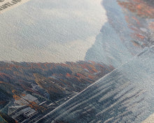 Load image into Gallery viewer, Deep Creek Lake Maryland Framed Canvas Print, Lake House Decor, Panoramic Wall Art, Travel Poster, Modern Lake Painting, Nature Art