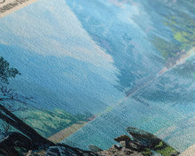 Load image into Gallery viewer, Diablo Lake Washington Framed Canvas Print, Lake House Art, Panoramic Wall Art, Travel Poster, Minimalist Lake Painting, Home Decor