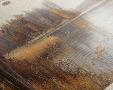 Load image into Gallery viewer, East Reservoir Ohio Framed Canvas Print, Lake House Art, Panoramic Wall Art, Travel Poster, Modern Lake Painting, Nature Art