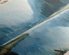 Load image into Gallery viewer, Emaiksoun Lake Framed Canvas Print, Lake House Art, Panoramic Wall Art, Travel Poster, Modern Lake Painting, Home Decor