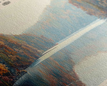 Cargar imagen en el visor de la galería, Findley Lake Ohio Framed Canvas Print, Lake House Art, Panoramic Travel Poster, Wall Art, Vibrant Lake Painting, Home Decor