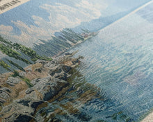 Carregar imagem no visualizador da galeria, Flathead Lake Montana Framed Canvas Print, Lake House Art, Panoramic Wall Art, Travel Poster, Captivating Lake Painting, Home Decor