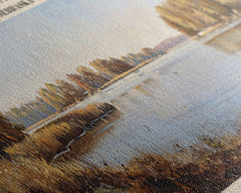 Carregar imagem no visualizador da galeria, Glenn Cunningham Lake Nebraska Framed Canvas Print, Lake House Art, Panoramic Wall Art, Travel Poster, Picturesque Lake Painting, Home Decor