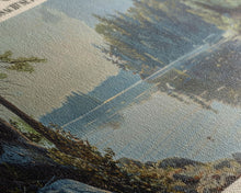 Cargar imagen en el visor de la galería, Lake Cochituate Massachusetts Framed Canvas Print, Lake House Decor, Panoramic Wall Art, Travel Poster, Beautiful Lake Painting, Nature Art