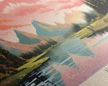 Carregar imagem no visualizador da galeria, Alice Lake Idaho Framed Canvas Print, Panoramic Wall Art, Midcentury Modern, Pop Art, Travel Poster, Lake House Decor