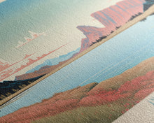 Load image into Gallery viewer, Angel Lake Nevada Framed Canvas Print, Panoramic Wall Art, Midcentury Modern, Pop Art, Travel Poster, Scenic Lake House Art