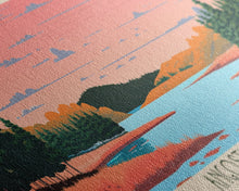 Load image into Gallery viewer, Angostura Reservoir South Dakota Framed Canvas Print, Panoramic Travel Poster, Midcentury Modern Wall Art, Pop Art, Lake House Decor