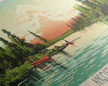 Load image into Gallery viewer, Angostura Reservoir South Dakota Framed Canvas Print, Panoramic Wall Art, Midcentury Modern, Pop Art, Travel Poster, Scenic Bedroom Art