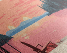 Carregar imagem no visualizador da galeria, Badin Lake North Carolina Framed Canvas Print, Panoramic Wall Art, Midcentury Modern, Pop Art, Travel Poster, Scenic Bedroom Art