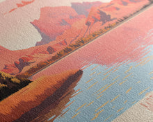 Load image into Gallery viewer, Bartlett Lake Arizona Framed Canvas Print, Panoramic Wall Art, Midcentury Modern, Pop Art, Travel Poster, Scenic Bedroom Art