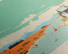 Load image into Gallery viewer, Bear Lake North Slope Alaska Framed Canvas Print, Panoramic Travel Poster, Midcentury Modern Wall Art, Pop Art, Lake House Decor, Nature Art