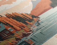 Load image into Gallery viewer, Bear Lake Utah Idaho Framed Canvas Print, Panoramic Travel Poster, Midcentury Modern Wall Art, Pop Art, Nature Living Room Art, Lake House Decor