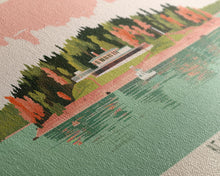 Load image into Gallery viewer, Beaver Lake Arkansas Framed Canvas Print, Panoramic Wall Art, Midcentury Modern, Pop Art, Travel Poster, Scenic Lake House Art, Bedroom Decor