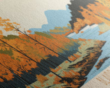 Load image into Gallery viewer, Blairs Valley Lake Maryland Framed Canvas Print, Panoramic Travel Poster, Midcentury Modern Wall Art, Pop Art, Nature Bedroom Art, Scenic Lake House Decor